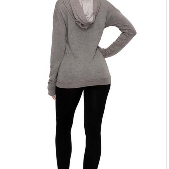 LETTER PRINTED HOODIE WITH REFLECTIVE DRAWBAND - Picture 2 of 3